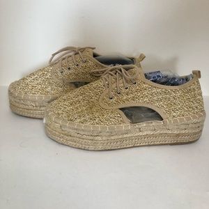 ASOS Woven Straw Cut Out Platform Shoes